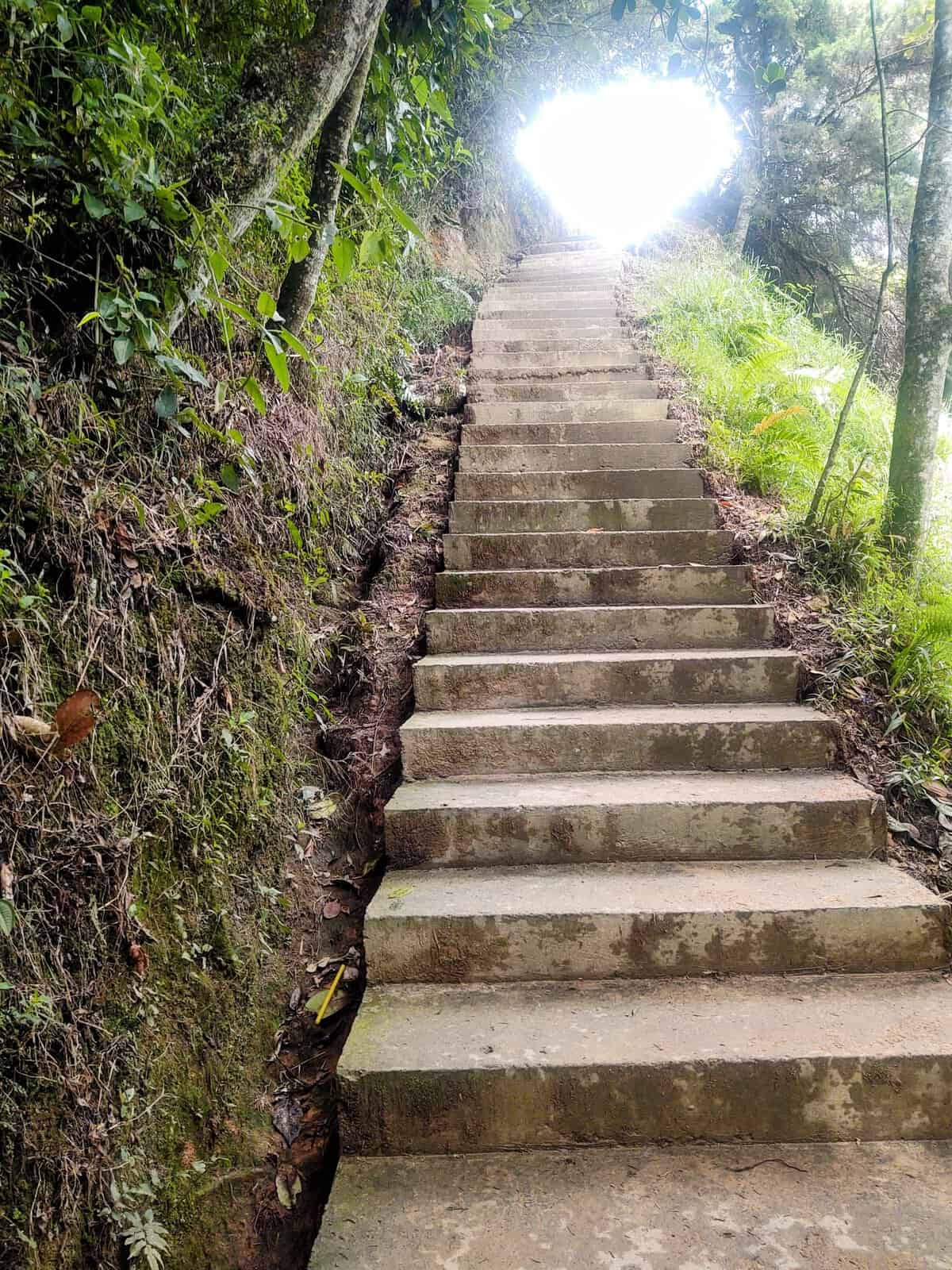 stone staircase leading to a scenic viewpoint in Medellin, Colombia